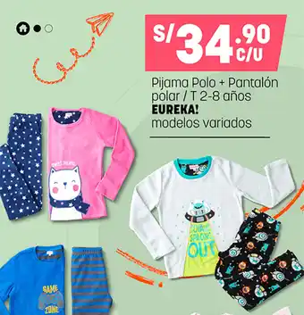 Plaza Vea Pijama Polo + Pantalón Polar / T 2-8 años Eureka! modelos variados oferta