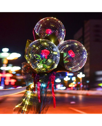 Tiendas EFE Globo bouquet de rosa con luz led oferta