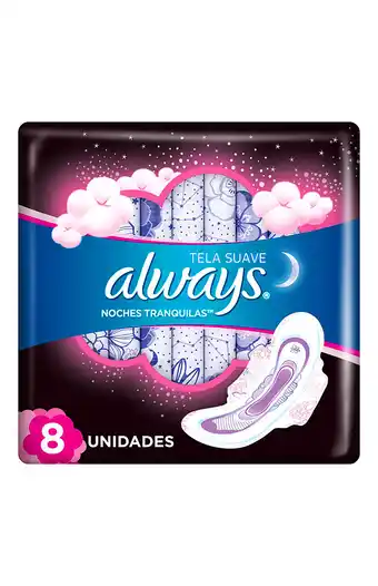 Tiendas EFE Toallas higiénicas always noches tranquilas tela suave 8 un oferta