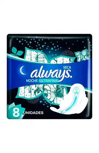 Tiendas EFE Toallas higiénicas always ultrafina nocturna malla seca 8un oferta