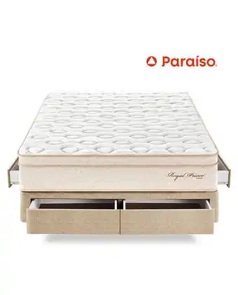Tiendas EFE Cama cajones royal prince paraíso queen + almohada + protector - champagne oferta