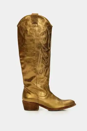 Vélez Botas caña alta amapola de cuero para mujer folia color bronce oferta