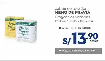 Makro Jabón de tocador heno de pravia fragancias variadas pack de 3 unids. x 150 g. c/u oferta