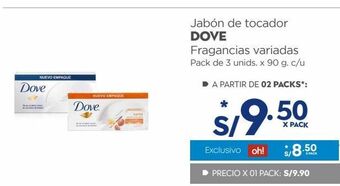 Makro Jabón de tocador dove fragancias variadas pack de 3 unids. x 90 g. c/u oferta
