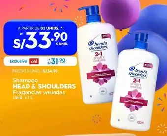 Makro Shampoo head & shoulders fragancias variadas unid. x 1 l oferta