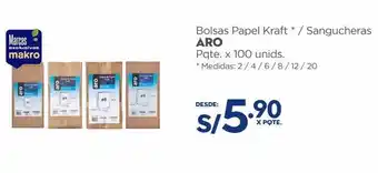 Makro Bolsas papel kraft * / sangucheras aro pqte. x 100 unids. oferta