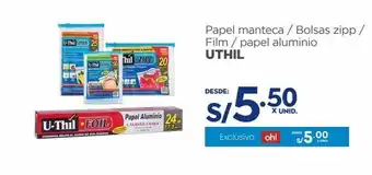 Makro Papel manteca / bolsas zipp / film / papel aluminio uthil oferta