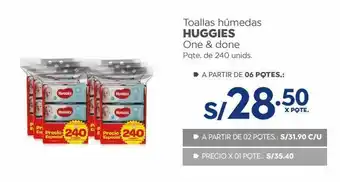 Makro Toallas húmedas huggies one & done pqte. de 240 unids. oferta