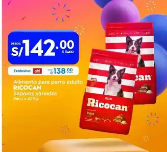 Makro Alimento para perro adulto ricocan sabores variados saco x 22 kg. oferta