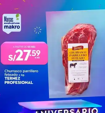 Makro Churrasco parrillero feteado ternez x kg oferta