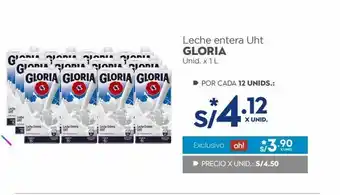 Makro Leche entera gloria x 1l oferta