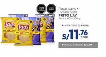 Makro Papas lay's + piqueo snax frito lay x 160 + 200g oferta