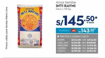 Makro Arroz inti raymi x 49kg oferta