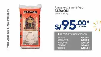 Makro Arroz extra nir añejo faraon x 25kg oferta