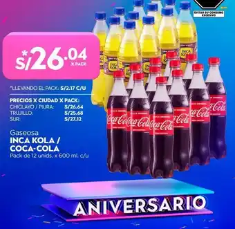 Makro Gaseosa inka cola/coca-cola 12un x 600ml oferta