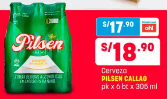 Plaza Vea Cerveza Pilsen Callao pk x 6 bt x 305ml oferta