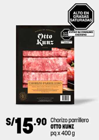Plaza Vea Chorizo Parrillero Otto Kunz pq x 400g oferta