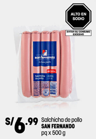 Plaza Vea Salchicha de Pollo San Fernando pq x 500g oferta