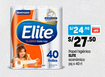 Plaza Vea Papel Higiénico Elite económico pq x 40 rl oferta