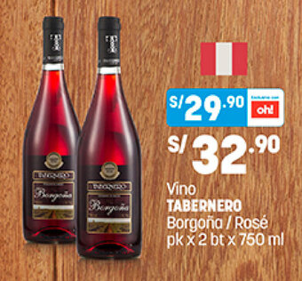 Plaza Vea Vino Tabernero Borgoña / Rosé pk x 2 bt x 750ml oferta