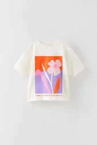 ZARA Camiseta flor arty oferta