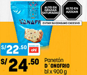 Plaza Vea Panetón D' Onofrio 900g oferta