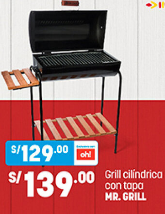 Plaza Vea Grill Cilindrica con Tapa Mr. Grill oferta