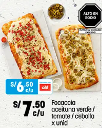 Plaza Vea Focaccia Aceituna Verde/ Tomate/ Cebolla oferta