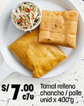 Plaza Vea Tamal Relleno con Chancho / Pollo 400g oferta