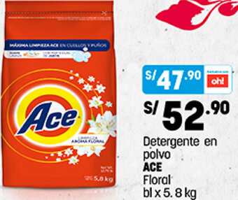 Plaza Vea Detergente en Polvo Ace Floral 5,8kg oferta