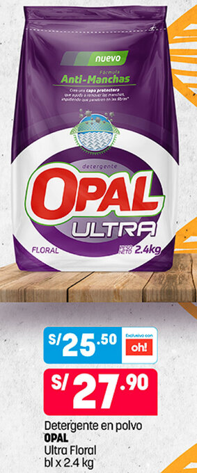 Plaza Vea Detergente en Polvo Opal Ultra Floral 2,4kg oferta