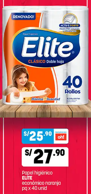 Plaza Vea Papel Higiénico Elite económico naranja pq x 40 unid oferta