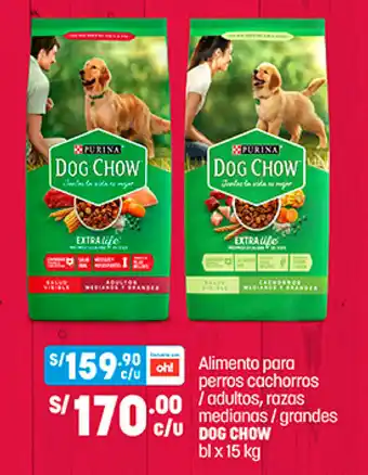 Plaza Vea Alimento para perros cacharros / adultos, razas medianas / grandes Dog Chow bl x 15kg oferta