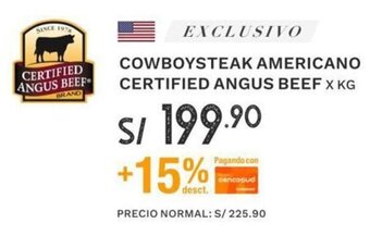 Wong Cowboy Steak Americano Certified Angus Beef x kg oferta