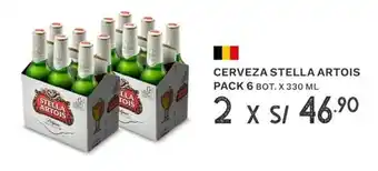 Wong Cerveza Stella Artois Pack 6 bot. 2 x 330ml oferta