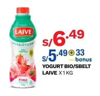 Wong Yogurt Bio s/ Belt Laive x 1kg oferta