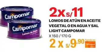 Wong Lomos de Atún en Aceite Vegetal o en Agua y Sal Light Campomar 2 x 150 / 170g oferta