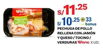 Wong Pechuga de Pollo Rellena con Jamón y Queso / Tocino / Verduras Wong x ud. oferta