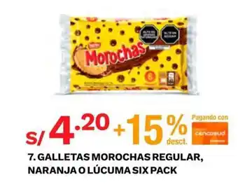 Wong Galletas Morochas Regular, Naranja o Lúcuma Six Pack oferta