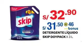 Wong Detergente Líquido Skip Doypack x 3L oferta