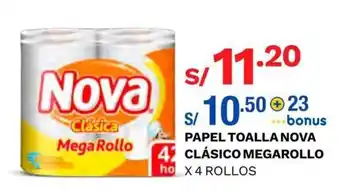 Wong Papel Toalla Nova Clásica Mega Rollo x 4 rollos oferta