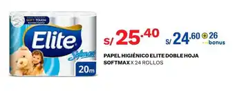 Wong Papel Higiénico Elite Doble Hoja Softmax x 24 rollos oferta