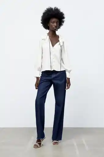 ZARA Blusa volante lazo oferta