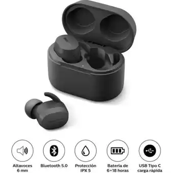 Platanitos Philips audífonos bluetooth true wireless philips tat3216bk negro oferta