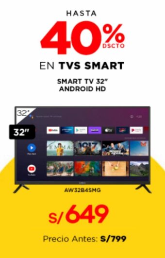 La Curacao Smart Tv 32" Android HD oferta