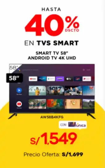 La Curacao Smart TV 58" Android 4K UHD oferta