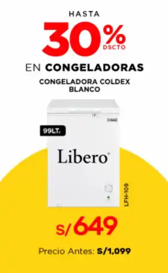 Congeladora Coldex Blanco Libero 99lt