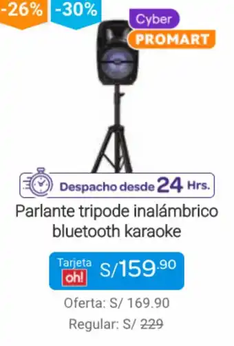 Promart Parlante Tripode Inalámbrico Bluetooth Karaoke oferta