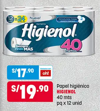 Plaza Vea Papel Higiénico Higienol 40mts pq x 12 unid oferta