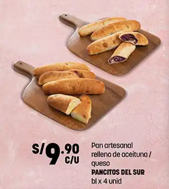 Plaza Vea Pan Artesanal Relleno de Aceituna / Queso Pancitos del Sur bl x 4 unid oferta